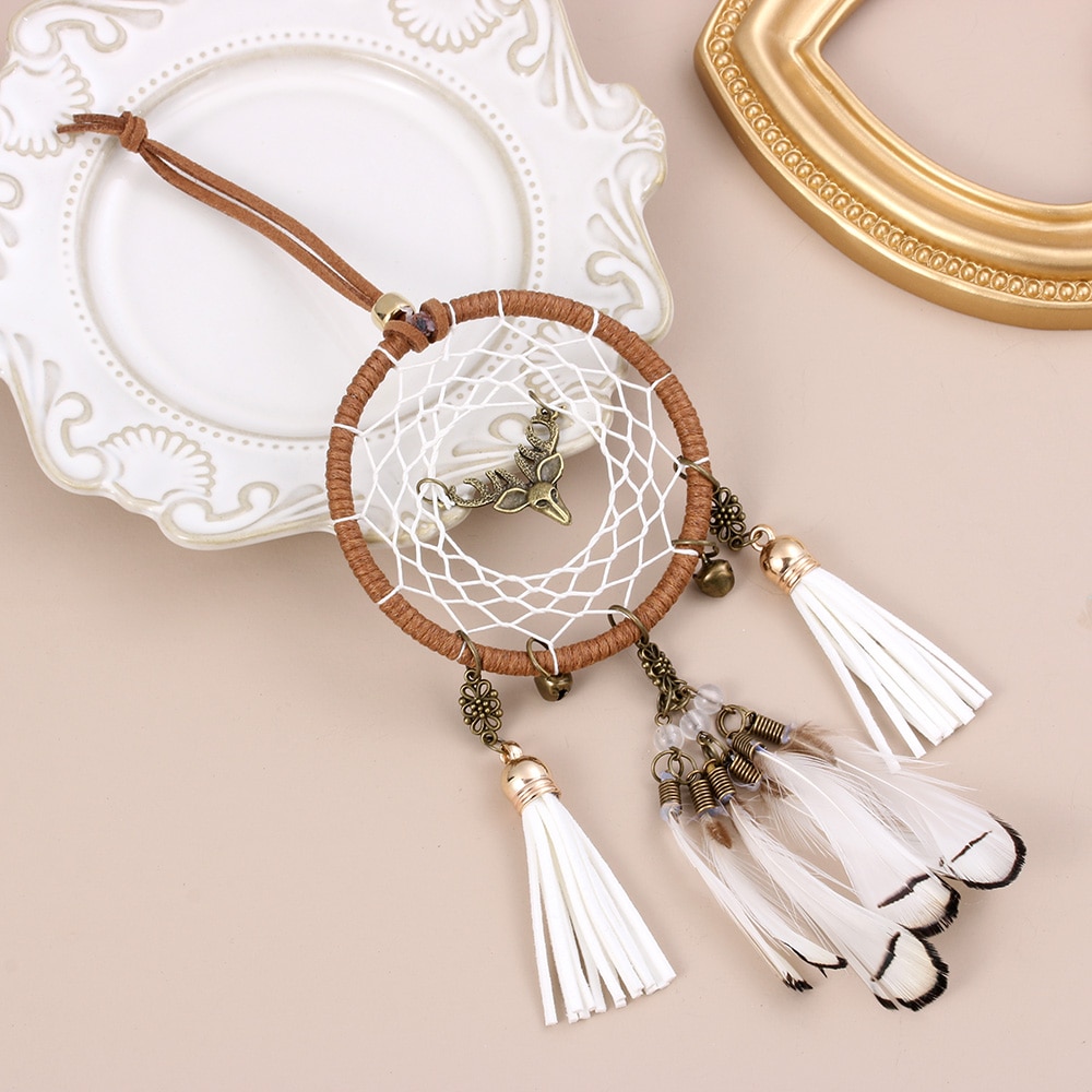 Auto Achteruitkijkspiegel Ornament Auto Decoratie Accessoires Auto Hanger Handgemaakte Dream Catcher Veer Opknoping