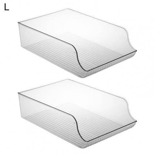 2Pcs Multifunctional Refrigerator Storage Box Transparent Plastic Arc DesignBeer Wine Bottle Storage Rack for Home: L