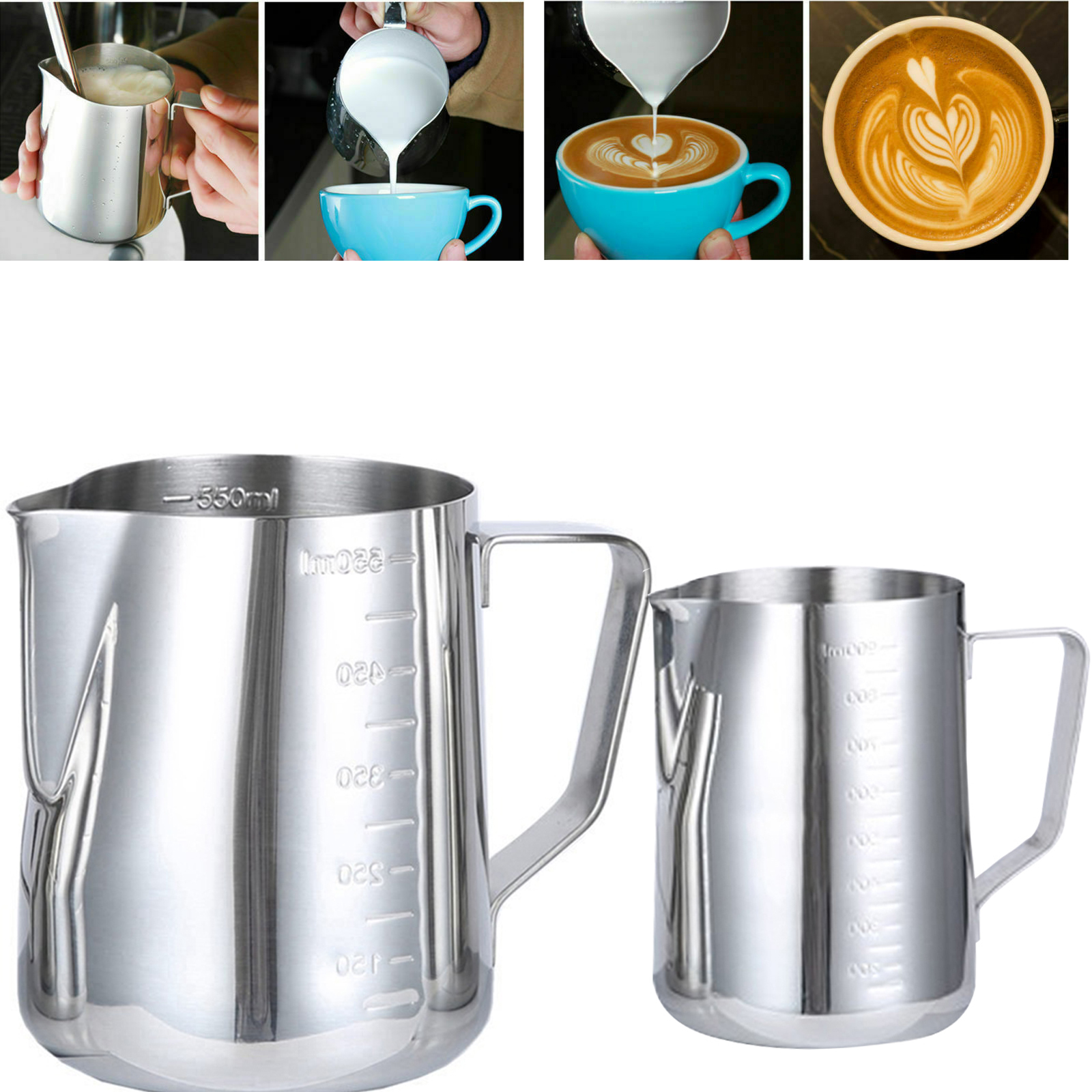 350ml Measuring Cup Steaming Frothing Pitcher Stainless Steel Measuring Cup with Marking and Handle