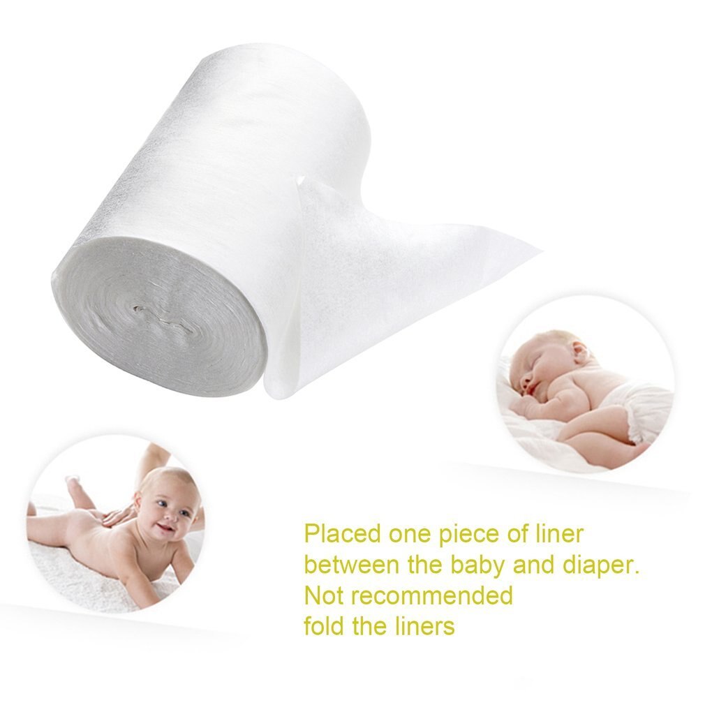 Baby Flushable Biologisch Afbreekbaar Wegwerp Doek Nappy Luier Insert Bamboe Liners 100 Vellen 1 Roll 18cm x 30cm voor 3-15Kg Baby