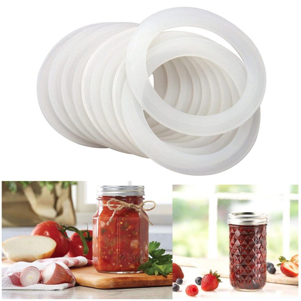 10 st matkvalitets silikon tätningsring återanvändbar lufttäta o ringar elasticitetsbricka packning för läcksäker förvaring mason jar lock