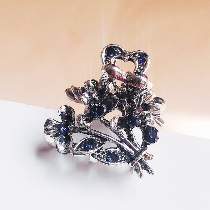 Morkopela-Pinza para el pelo de plata antigua para mujer, pinza para el pelo con diamantes de imitación pequeños, pinzas de Metal para el pelo, alfileres, accesorios para el cabello de mariposa: ginkgo leave