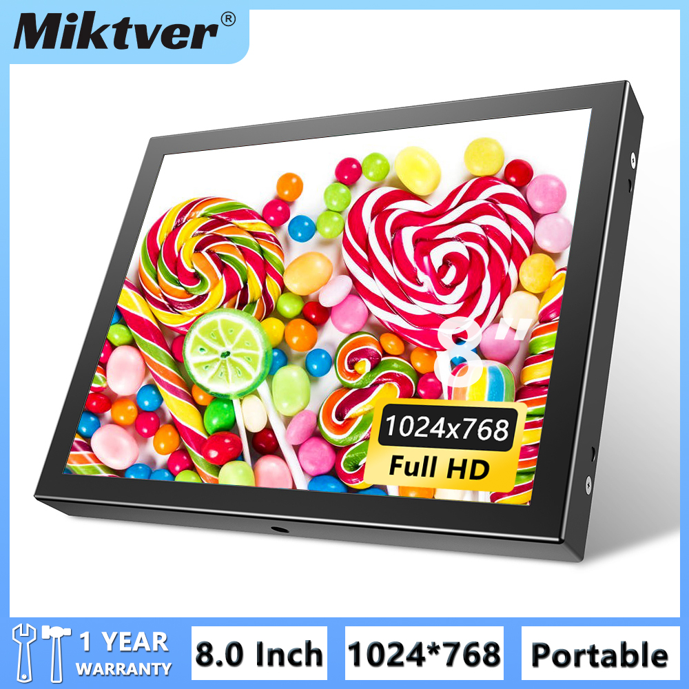 Miktver S811h Mini 8 "Monitor Hd 1024X768 Auto Achteraanzicht Lcd-Scherm Tft Scherm Met Hdmi Vga Av Video Ingang Voor Pc Dvd Dvr Ccd