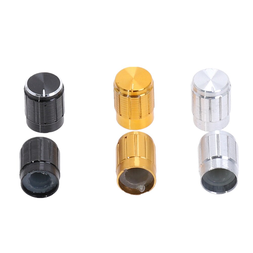 10Pcs Metal 6mm Hole Dia Light Lamp Dimmer Control Rotary Knob Cap 13x17mm Aluminum Volume Control Rotary Knobs