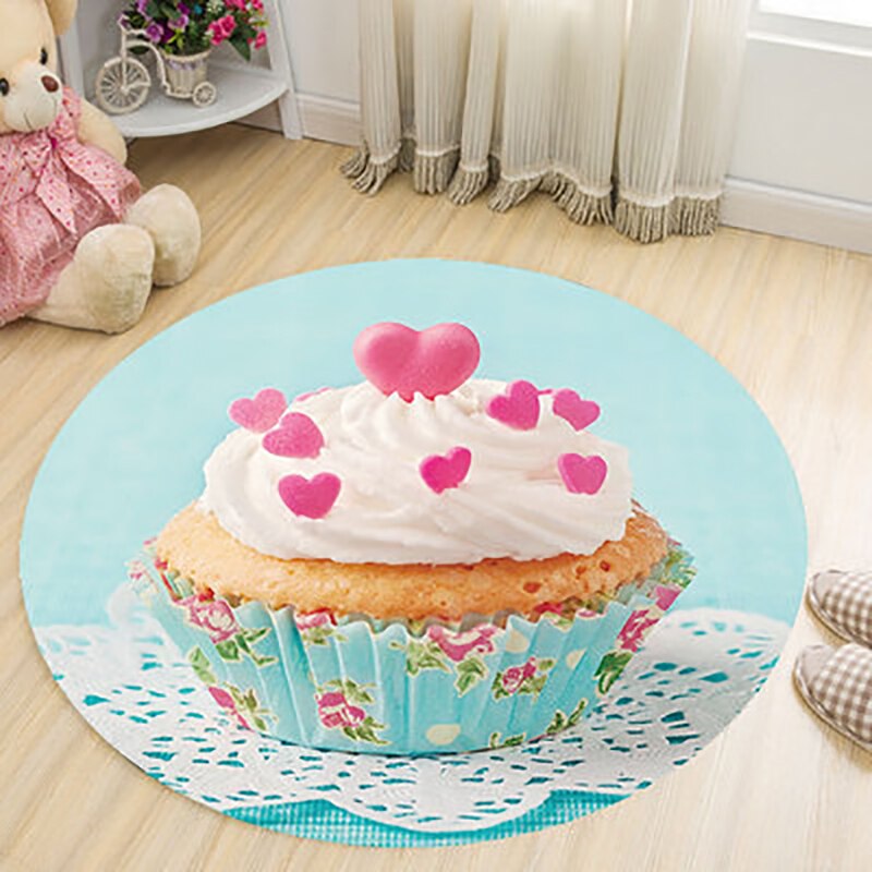 Mooie ronde ijsjes tapijt cartoon bedrukt badmat huishoudelijke woonkamer meisjes slaapkamer tapijten decoratie