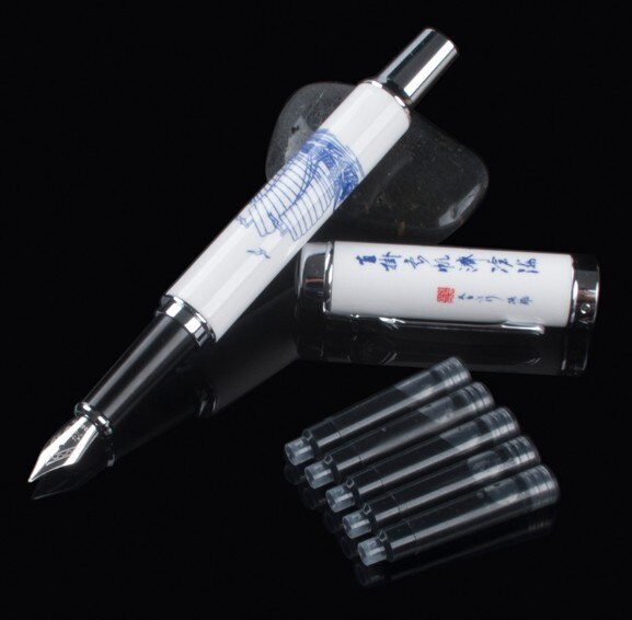 JINHAO 950 Blue and White Porcelain Fountain Pen of the Dragon (Medium Nib): 01
