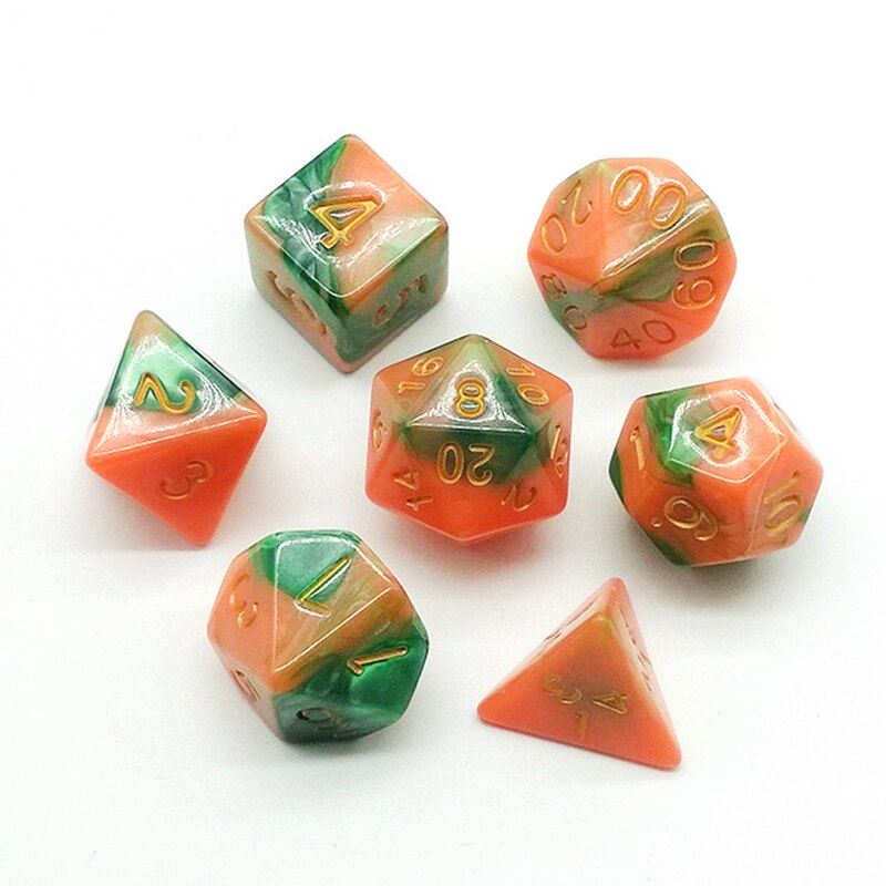 Sel 7Pcs Set Duty Dobbelstenen Set Verdoezeld Kleur Kleurrijke Effen Polyhedrale Dobbelstenen Set Met Cijfers Rol Playing Game dobbelstenen Set