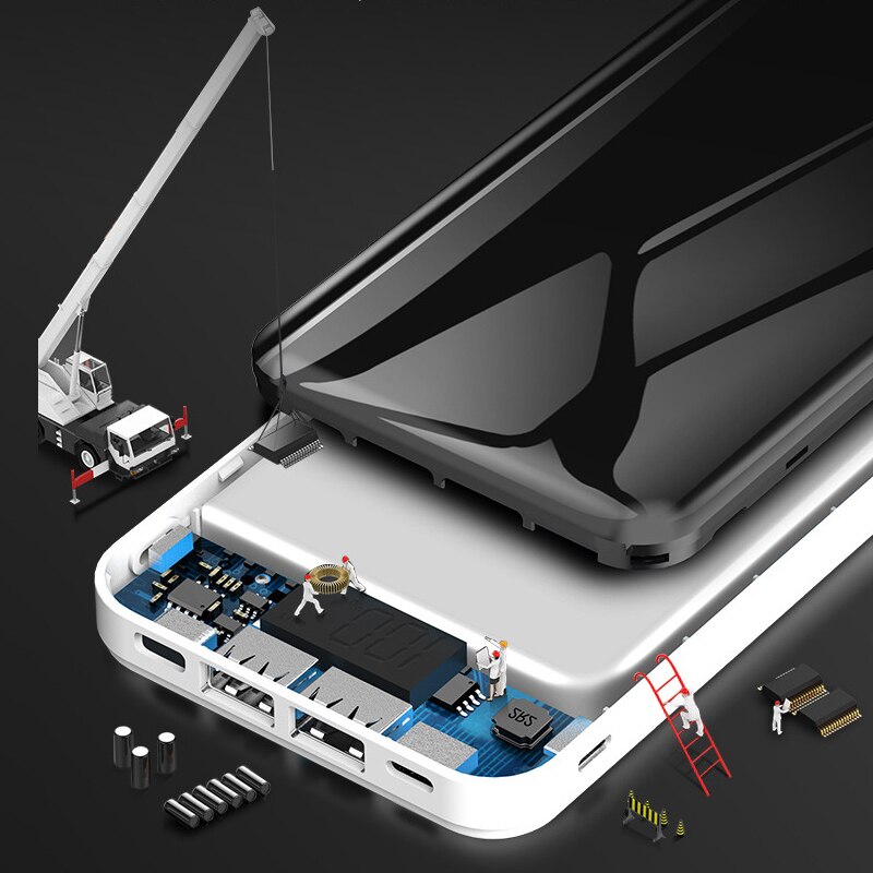 30000mAh moc Bank Powerbank zewnętrzna ładowarka podróżna LCD cyfrowy wyświetlacz doprowadziło oświetlenie bateria zewnętrzna robić telefonu komórkowego na smartfon