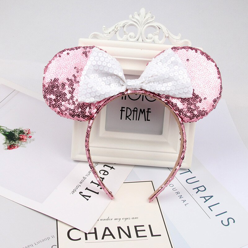 Hårtilbehør minnie mouse øre pandebånd hårbånd til kvinder pailletter sløjfe piger pandebånd fødselsdagsfest hårbånd: 8