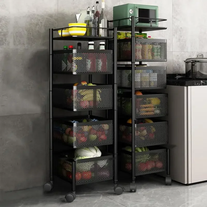 Keuken Draaibaar Fruit Groente Plank Met Wiel Installatie Gratis Multi-Layer Woonkamer Opbergrek Voor Snacks Fruit
