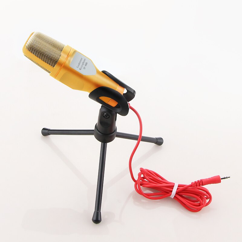 3.5mm Plug Condenser Microphone Home Stereo MIC With Desktop Tripod Anchor Live Microfone Singing Recording Mic for Podcast: Yellow