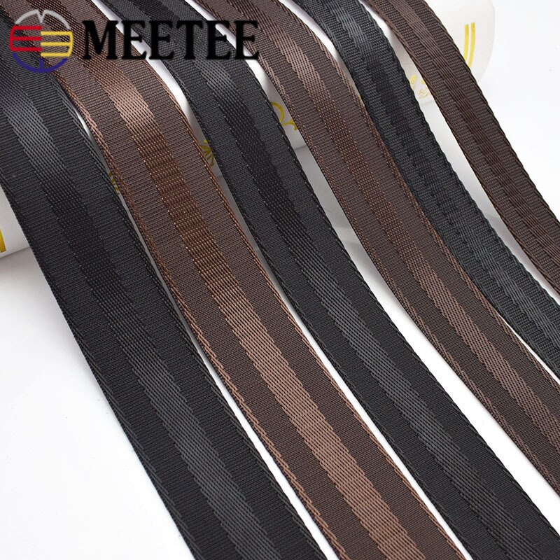 Meetee 5 meter 20-50mm polyester nylon webbing tape sikkerhedssæde bånd rygsæk kæledyr rem bælte omsnøring blonder bias bindende tape