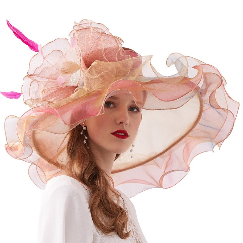 Sombreros de boda a la Para Novias sombreros de noche elegantes para Mujer Accesorios formales para el cabello de boda 9 colores para novia: Dorado