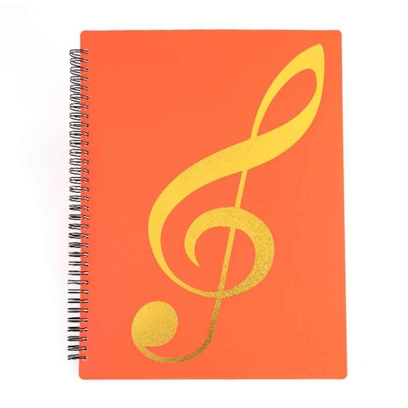 A4 File Folder Waterproof Spiral-bound Sheet Music Binder 10 x 13 Inches 20 Sleeves Double Sided for Violinist Pianists: Orange