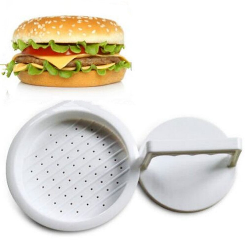 Hjem diy hvit plast hamburger kjøtt biff grille burger presser patty maker form form kjøkkenmaskin
