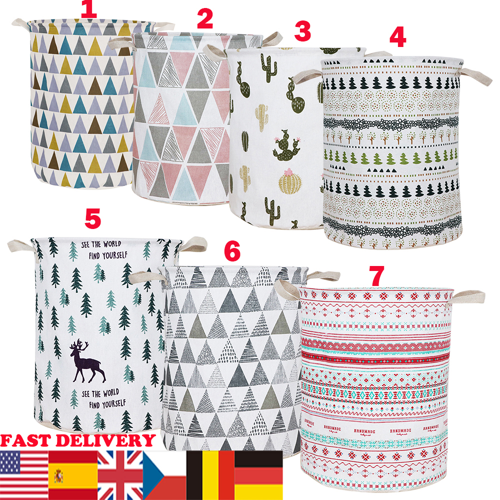 Urijk Large Folding Laundry Basket Round Storage Bin Large Hamper Collapsible Clothes Toy Laundry Holder Organizer Fast Ship