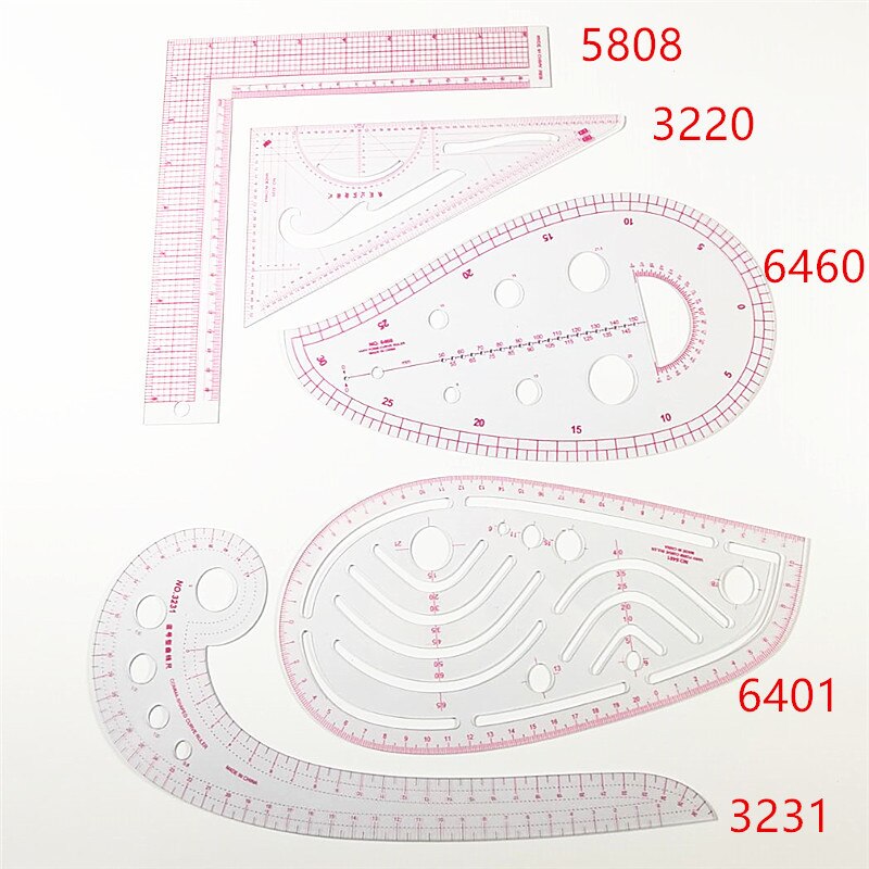 4/13 Pcs French Curve Metric Grading Ruler Measure Dressmaking Tailor Drawing Template Craft Tool Plastic Sewing Supplies: 5pcs C