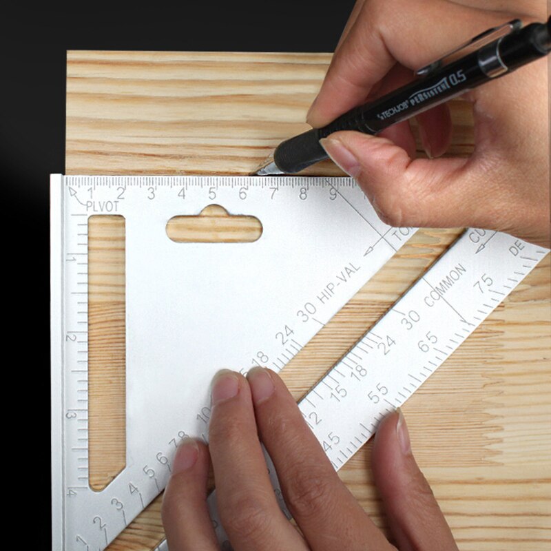 30cm Silver Aluminum Alloy Speed Square Roofing Angle Protractor Try Square Carpenter's Measuring Layout Tool