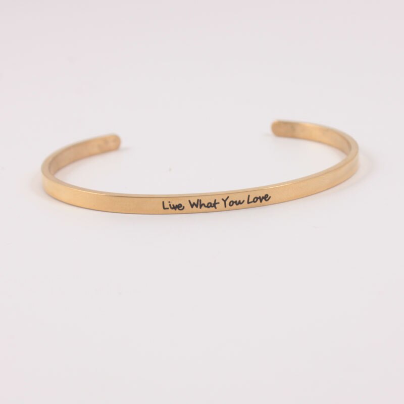 Cor de ouro inspirador mantra pulseiras pulseiras motivacional amigo incentivo jóias mantra pulseira para presente masculino: Live what you love