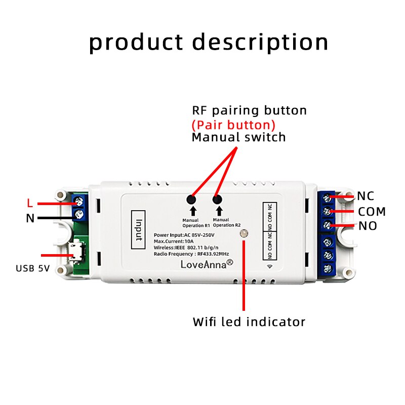 eWeLink 2CH Smart Wireless Timer Switch Module Smart WiFi Voice Control Switch Google Home Compatible