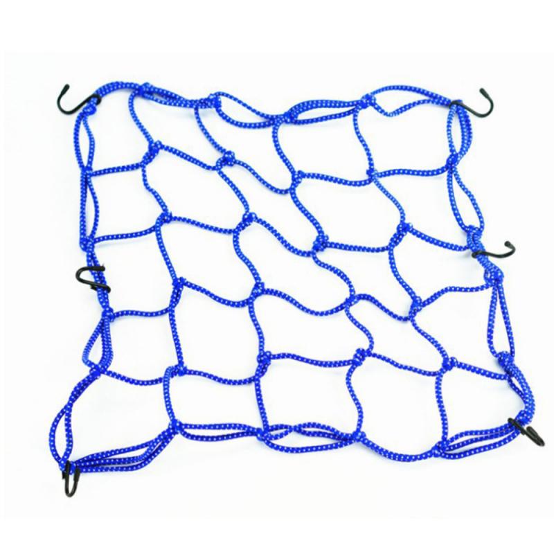 Filet à bagages pour moto, élastique, 40x40cm, pour rangement, organisateur de bagages: 05 Blue reflective
