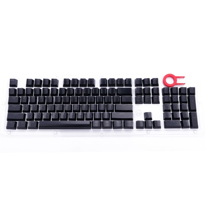 104 Keys Layout Low Profile Keycaps Set for Mechanical Keyboard Backlit Crystal Edge Cherry MX With Key Caps Puller: Black