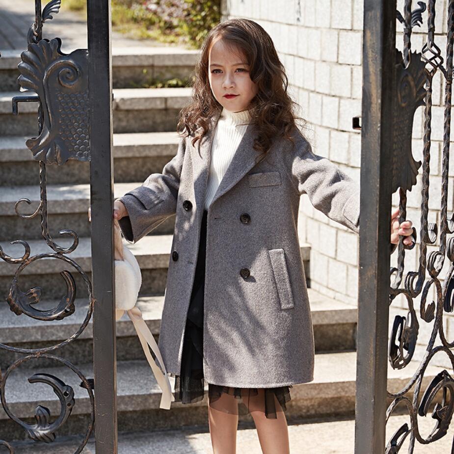 Children Girls Coats Outerwear Winter Girls Jackets Woolen Long Trench Teenagers Warm Clothes Kids Outfits For 4-14 Years