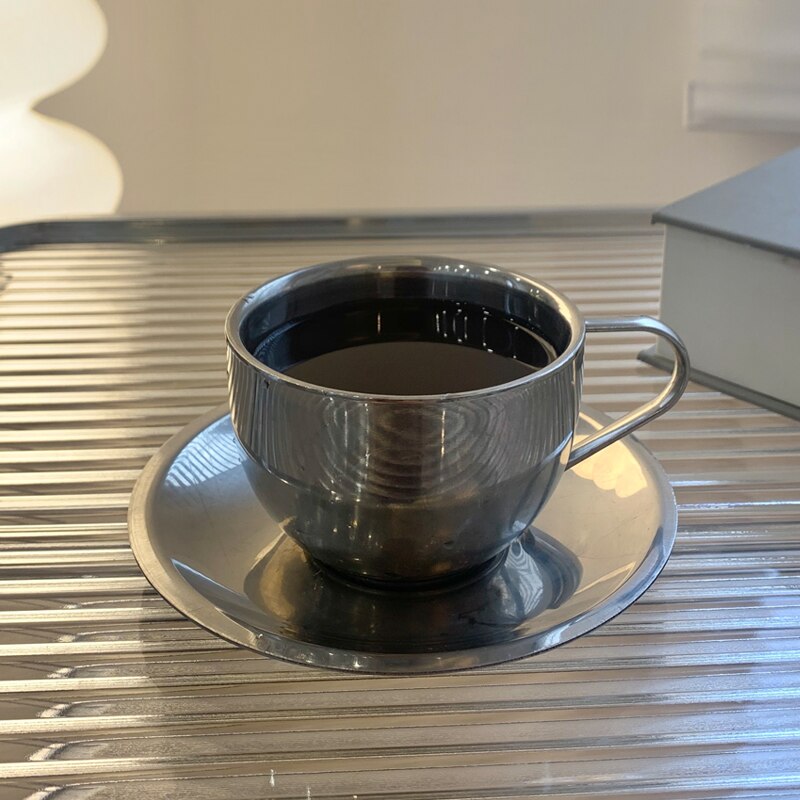 Vintage Koffie Cups Originele Ontbijt Espresso Cup Rvs Afternoon Tea Taza Ceramica Kop En Schotel Set