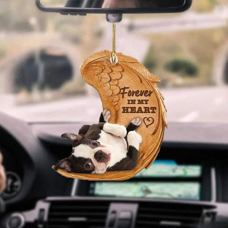 Pendentif ailes d&#39;ange chien, ornement de voiture mignon pendentif ailes de chien, sac à dos automobile, dessin animé porte-clés pour décoration de rétroviseur: I