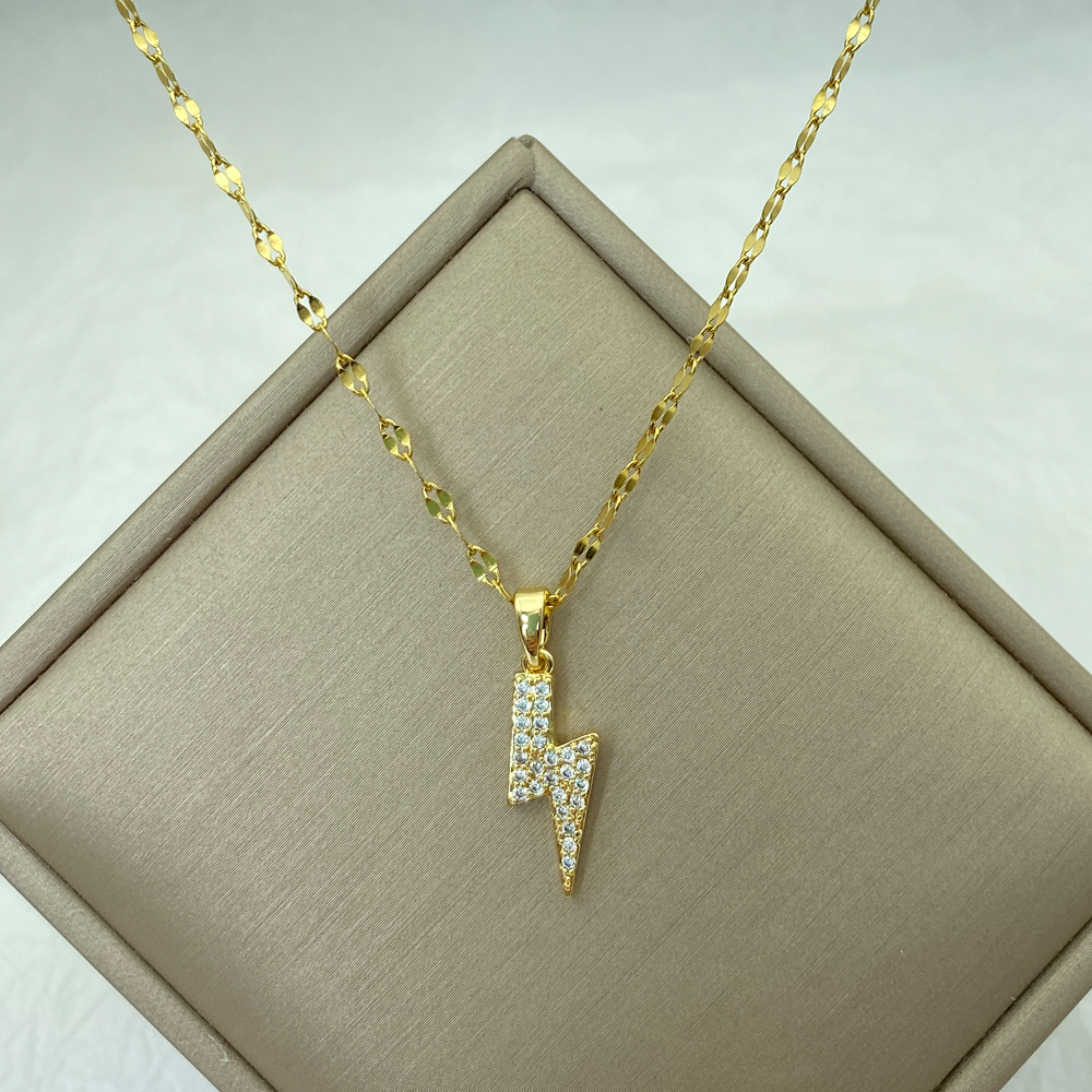 Gold Color Stainless Steel Necklace for Women Style Butterfly Jewlry Green Water Copper Pendant Zircon Pearl Cross Butterly