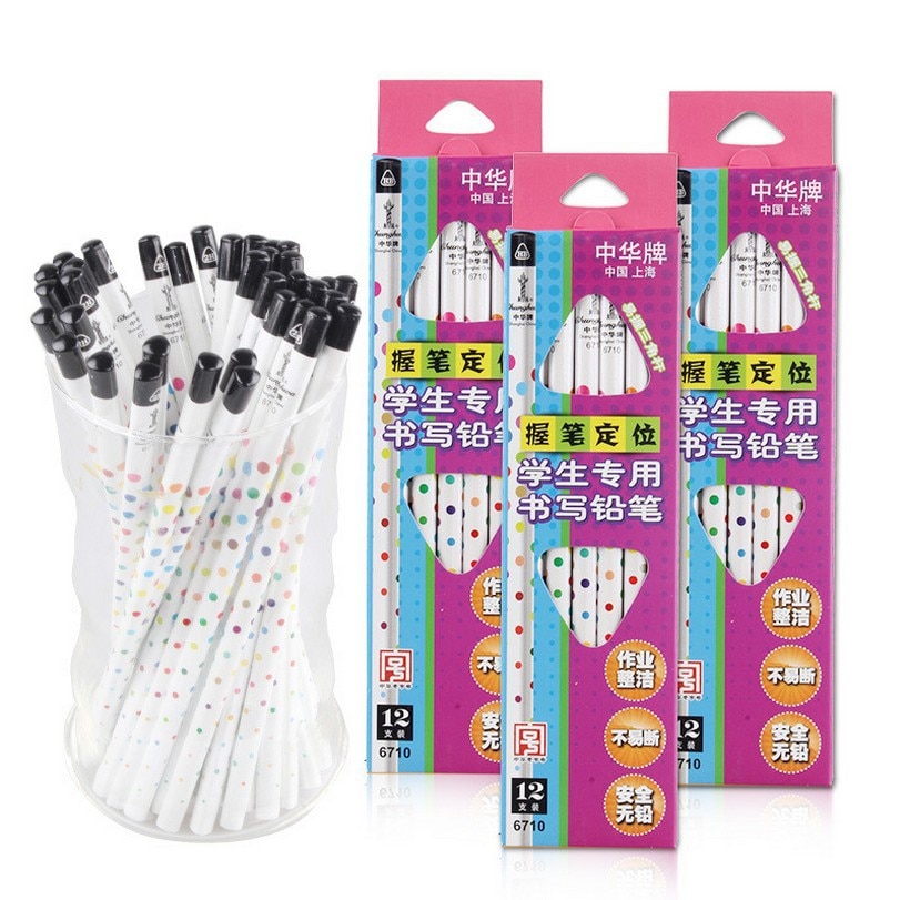 12 pcs CHUNG HWA 6710 coarse triangular pencil remedical child big triangle pencil