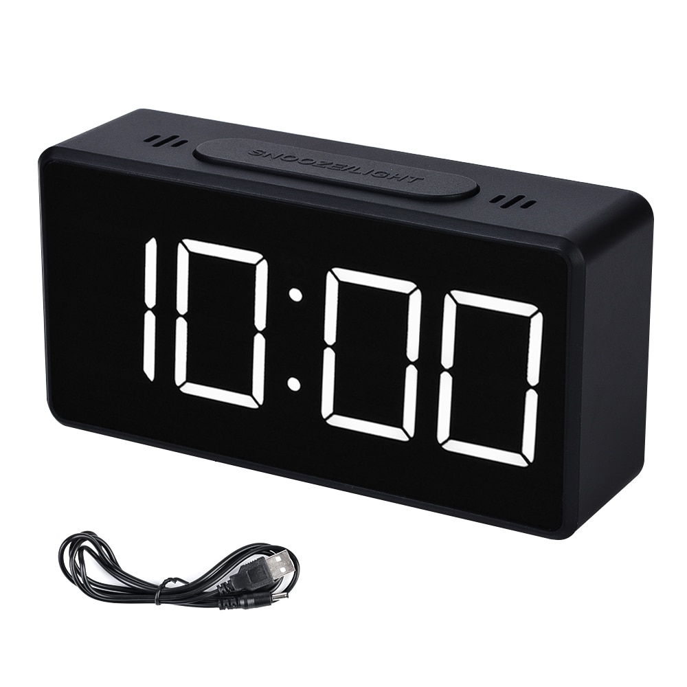 Spiegel Wecker LED Digital Anzeige Elektronische Zeit Temperatur Kalender Tisch Wecker USB Ladung Schüler Schreibtisch Uhren