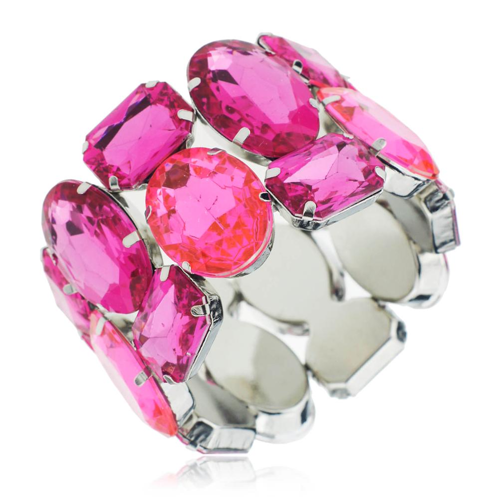 Elegante venda quente nova chegada pulseiras de cristal & bangles elegante contas estiramento pulseira senhora presente polychromatic jóias ds033: Pink