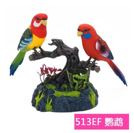 Sound Voice Control Electric Bird Pet Toy Electric Simulation Induction Bird Cage Birdcage Kids Toy Garden Ornaments: Gray
