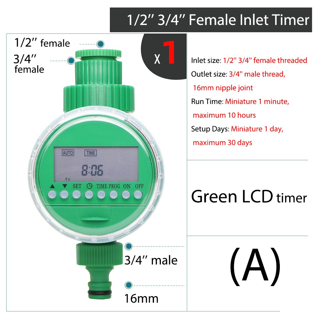 Tuin Watering Timer Elektronische Automatische Strooi Systeem Lcd Liquid Crystal Display Regen Sensor Solar Irrigatie Controller: A