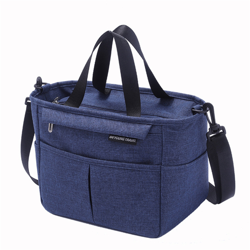 Portable Lunch Box Insulated Thermal Bag Picnic Food Cooler Pouch Large Capacity Shoulder Bento Storage Bags For Women Children: SKY BLUE