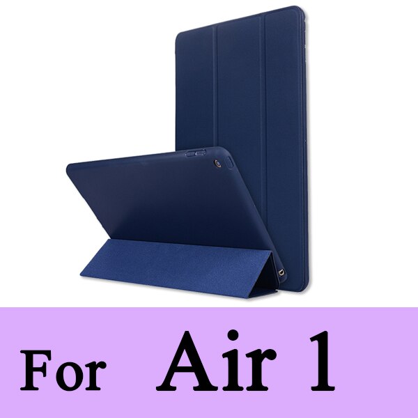 Rovtop Case Cover For iPad 9.7 Air 2 Air 1 Pro 10.5 Case Silicone Soft Leather Smart Case Cover for Generation Funda: Dark Blue for Air1