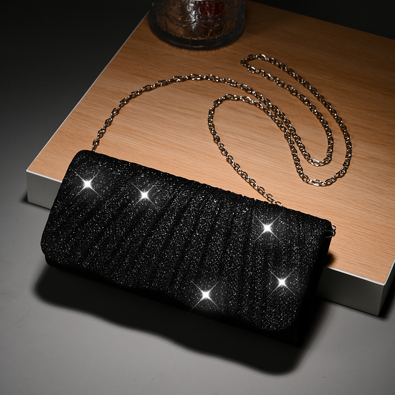 Bolso pequeño de para mujer, bolsos de boda de lujo para novia, bolso de mano ostentoso, bolsos de noche: Negro