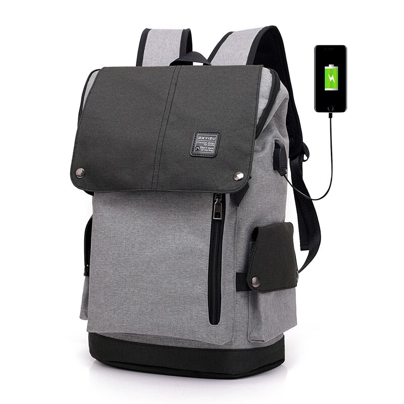 USB Lading Anti Diefstal Rugzak Mannen 15 inch Laptop Rugzakken Mode Reizen Schooltassen Bagpack Mannen school rugzak Tas voor jongen: Donkergrijs