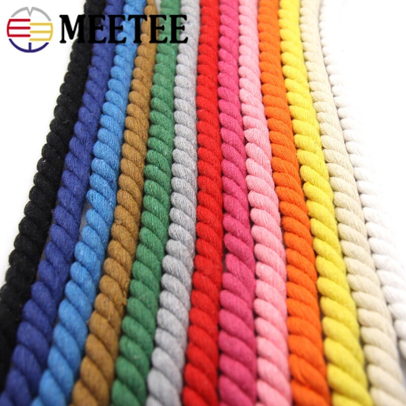 Cordon tordus en coton 100% 3 parts | 10 mètres 12mm, corde décorative artisanale en coton pour sac, ceinture, accessoires de couture