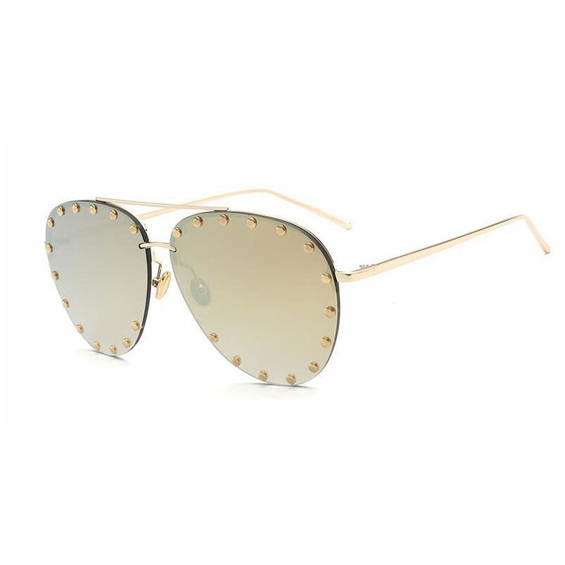 46423 Luxury Oversized Pilot Sunglasses Women Big Frame Sun Glasses Eyewear UV400 Retro Brand: C4 gold