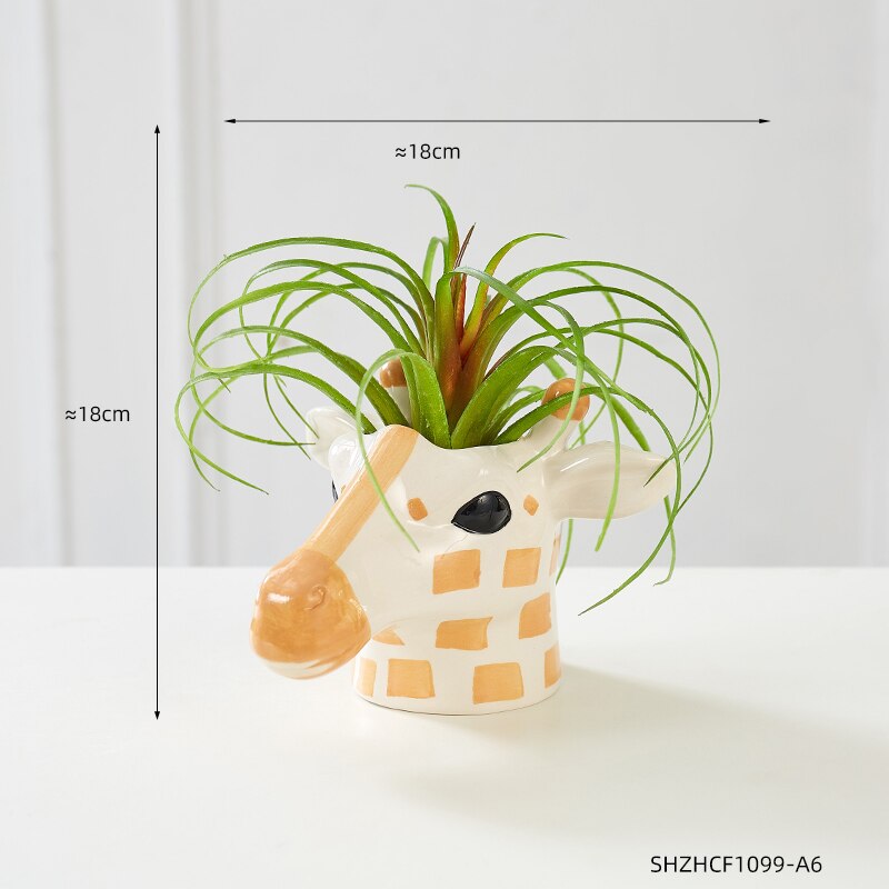 Kreatywna żyrafa ceramiczna doniczka na kwiaty zwierząt rzeźba wazon gospodarstwa domowego nowoczesne dekoracje do domu salon sypialnia dekoracja na biurko prezenty: Giraffe-11cm-C