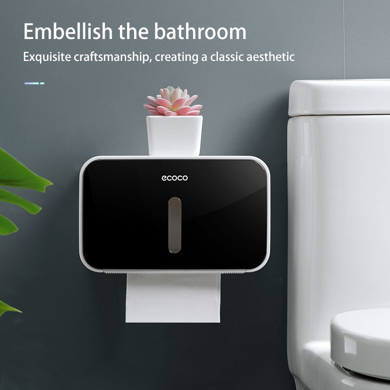 Badkamer Muurbevestiging Waterdichte Toiletrolhouder Voor Handdoeken Creatieve Lade Tissue Doos Plank Papierrol Buis Magazijnstelling