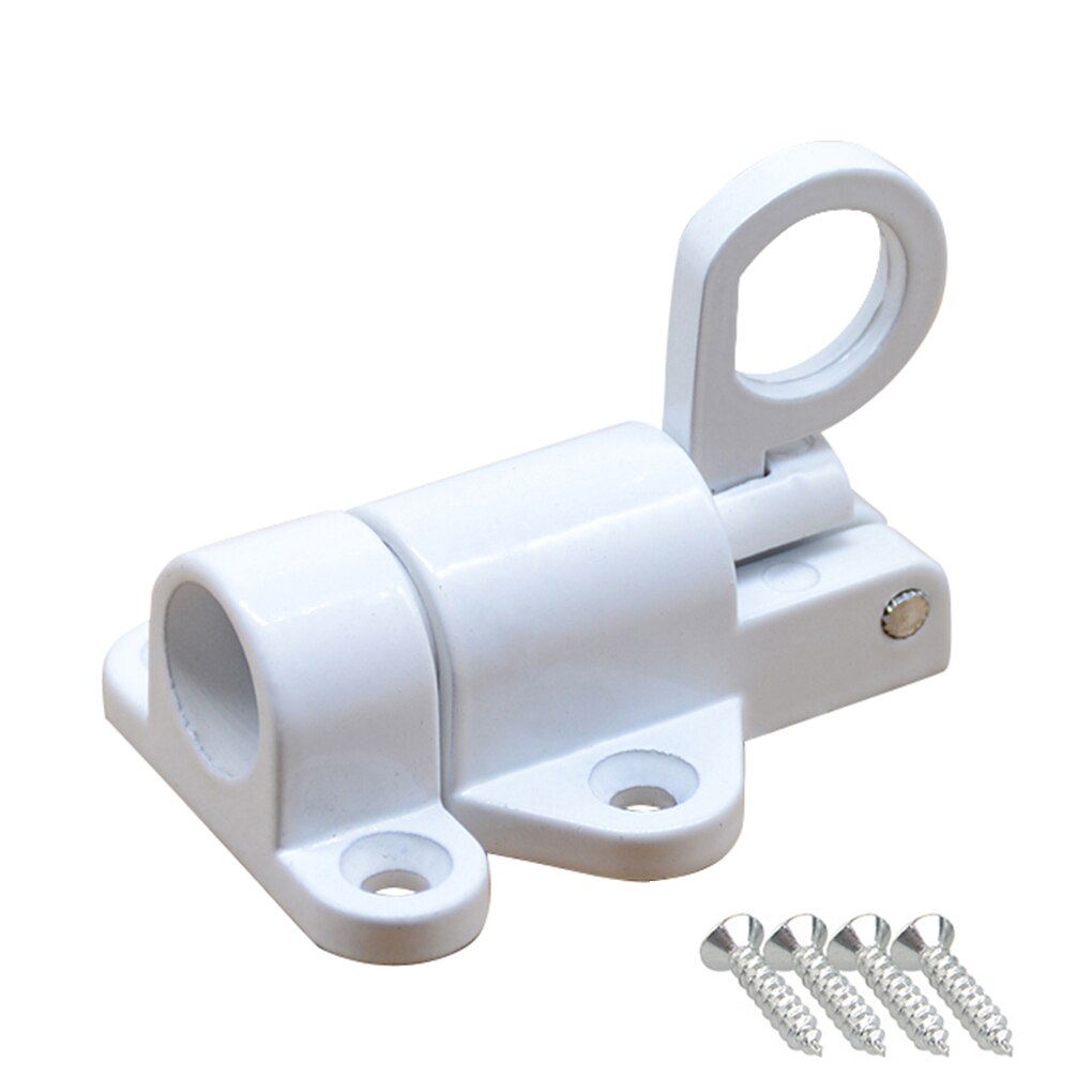 Aluminum Alloy Automatic Window Door Lock Home Office Hotel Gate Aluminum Alloy Spring Bounce Bolt Latch: WHITE