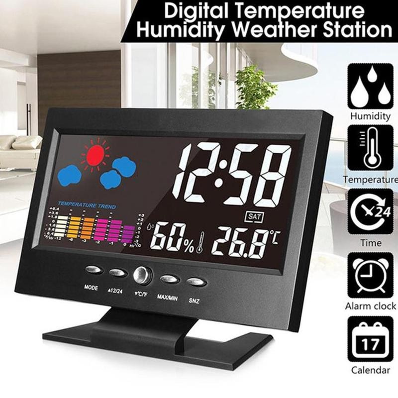 1 Uds Reloj Radio despertador de escritorio eléctrico con proyección pantalla LCD Control de sonido retroiluminación Digital decoración del hogar Reloj Radio