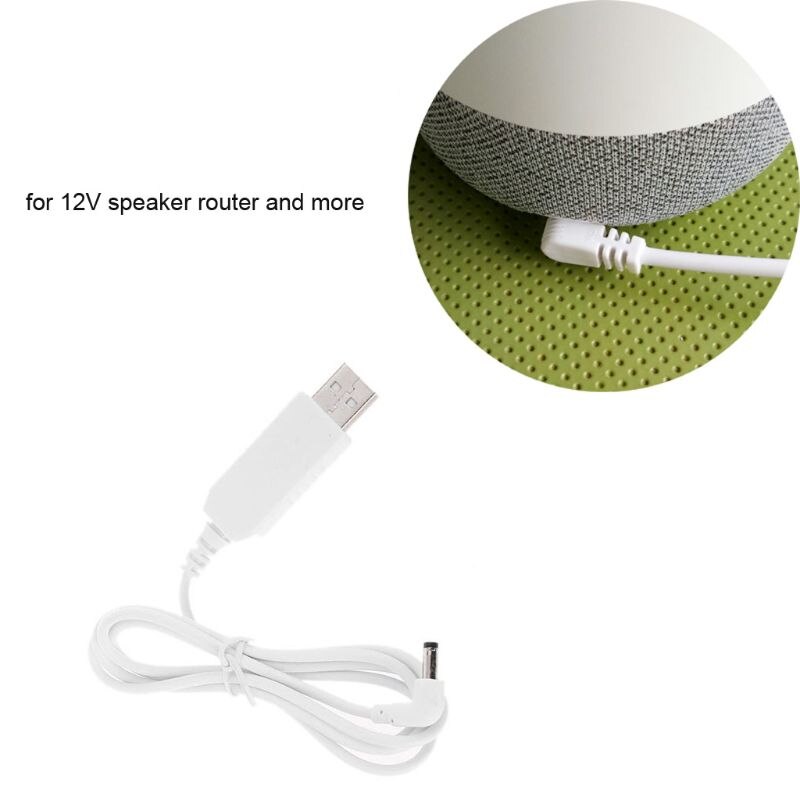 1m 1.5m White Universal 90 Degree USB 5V To 12V 5.5x2.1mm Step Up Adapter Cable For WiFi Router Speaker LED Camera and more