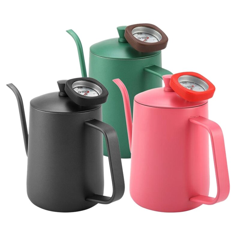 Botique-600Ml Stainless Steel Coffee Kettle Gooseneck Spout Teapot with Thermometer
