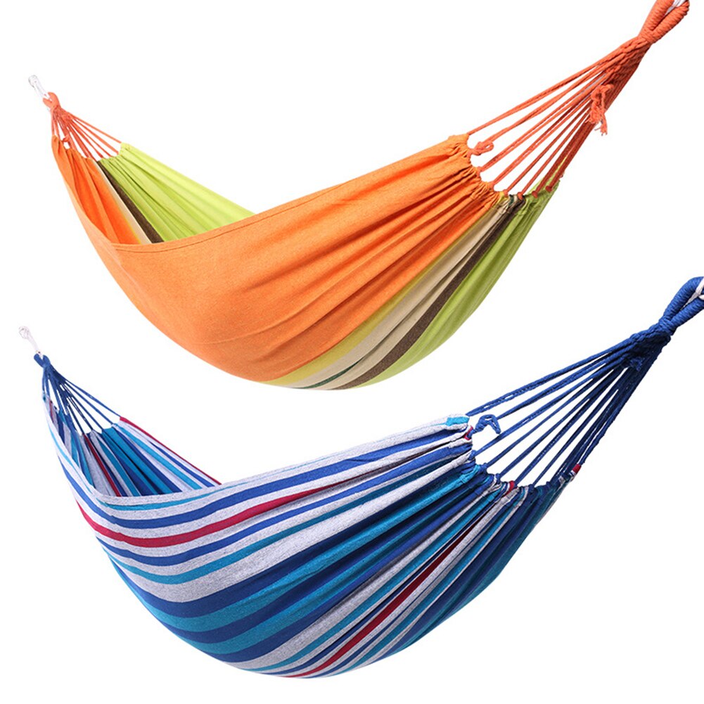 Canvas Striped Hammocks Ultralight Camping Travel Hammock with Portable Backpack Rainbow Outdoor Leisure Garden Hanging Swing