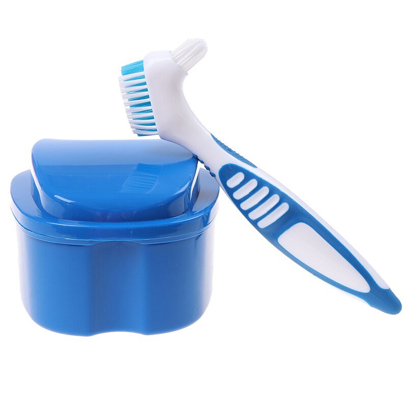 1set Denture Box And Brush Retainer Cleanning Denture Case Multi-Layered Bristle False Teeth Brush (1*Denture Case+1Teeth Brush): 4