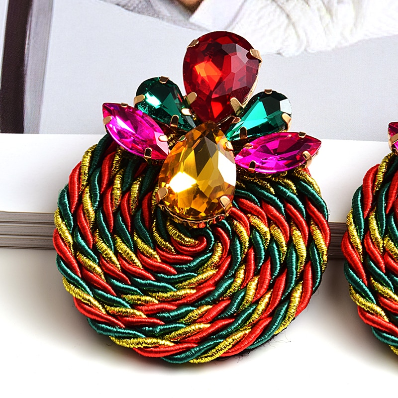 Kleurrijke Kristallen Oorbellen Strass Handgemaakte Ronde Earring Sieraden Accessoires Voor Vrouwen